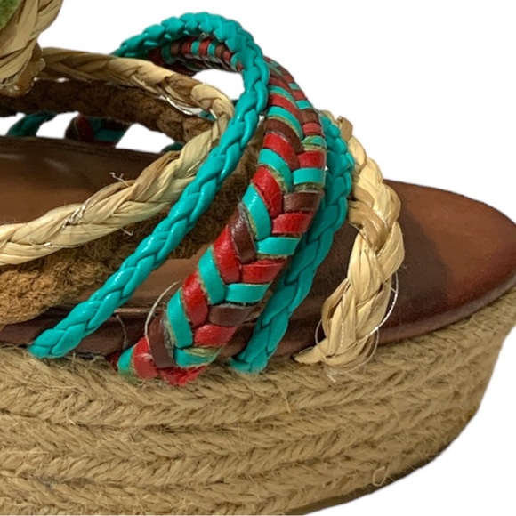 CHICSC LAUNDRY Green Beige and Brown Gorgeous Platform Shoes Size 7.5 - Picture 5 of 11